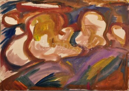 Csepeli Németh Miklós (1934-2012): Amorf táj, 1977. Akvarell, karton, jelezve jobbra lent, 43x61 cm