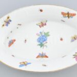 Herendi Viktória mintás tál, sérült, ragasztott, kopott, jelzett, h: 30 cm