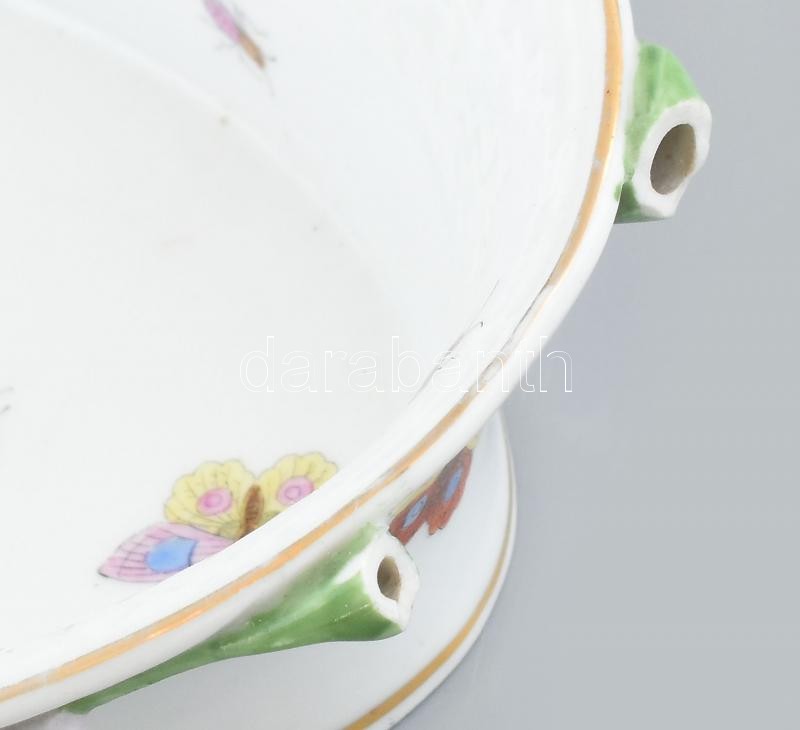 Herendi Viktória mintás tál, sérült, ragasztott, kopott, jelzett, h: 30 cm - Image 3