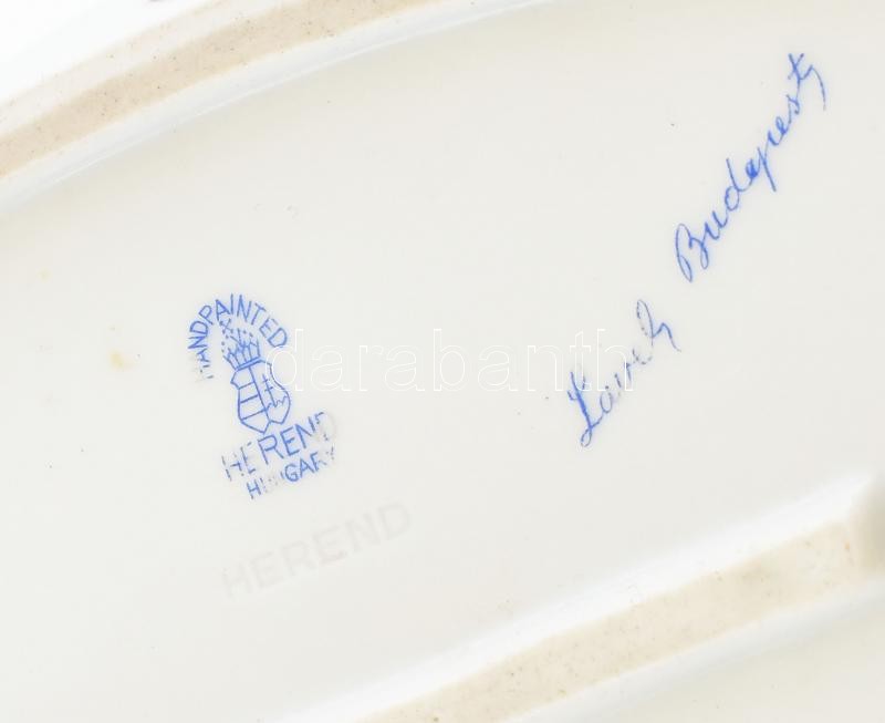 Herendi Viktória mintás tál, sérült, ragasztott, kopott, jelzett, h: 30 cm - Image 4
