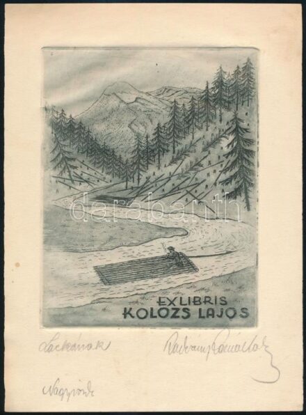 Radványi Román Károly (1900-1957): Ex libris Kolozs Lajos. rézkarc, papír, jelzett, 14,5×11 cm