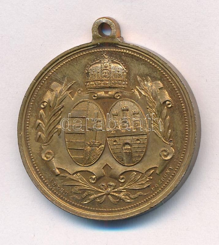 ~1900. 'A Pozsonyi Közép Iskolák Torna-versenye' kétoldalas, aranyozott bronzérem füllel. Szign.: Adler Pozsony (30mm) T:1-,2 kopott aranyozás HP 600 - Image 2