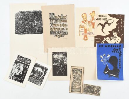 10 db vegyes ex libris és kisgrafika (Fery Antal, Bordás, Nagy Árpád, stb.), jelzéssel és jelzés nélkül