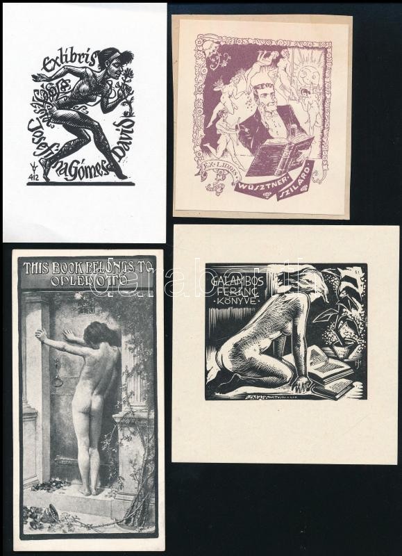 4 db ex libris (Menyhárt József, Dienes, Frank Ivo, stb.)