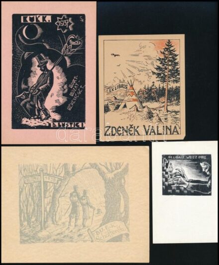 9 db vegyes ex libris (Bordás, Várkonyi, stb.)