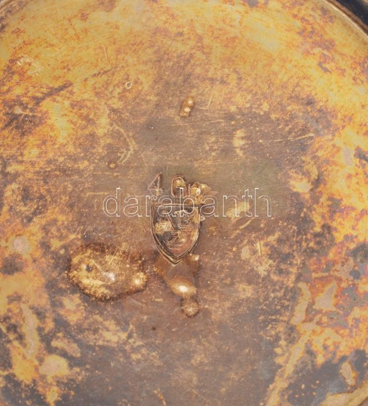 2 db ezüstözött alpakka talpas pohár, vésett monogrammal, XX. sz. eleje körül, jelzett, koruknak megfelelő állapotban, m: 16,5 cm - Image 3