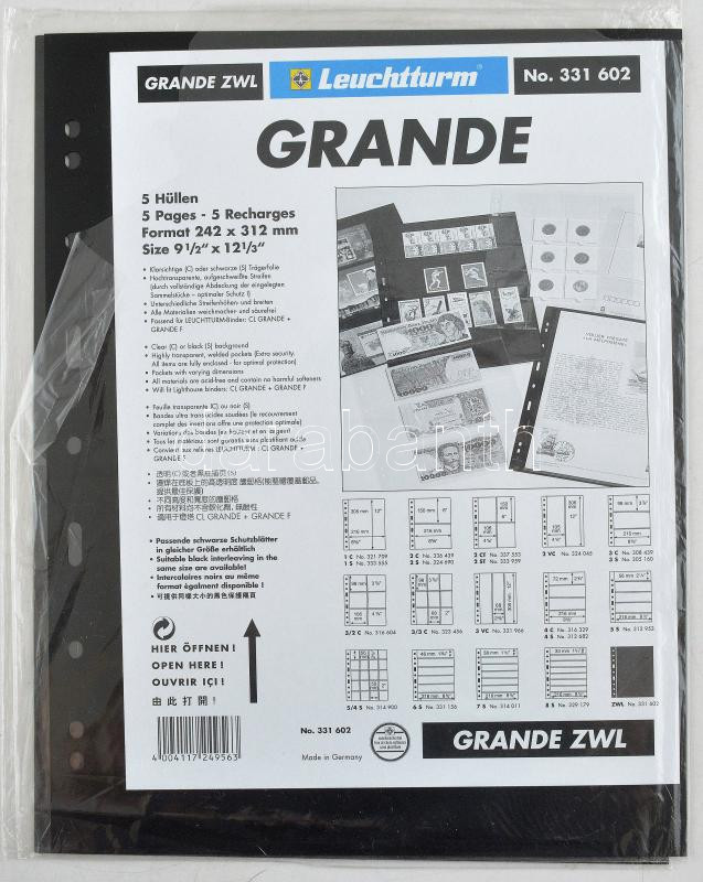 9db 'Leuchtturm' fekete színű, műanyag elválasztó lap, az egyik bontott, a másik bontatlan csomagolásban