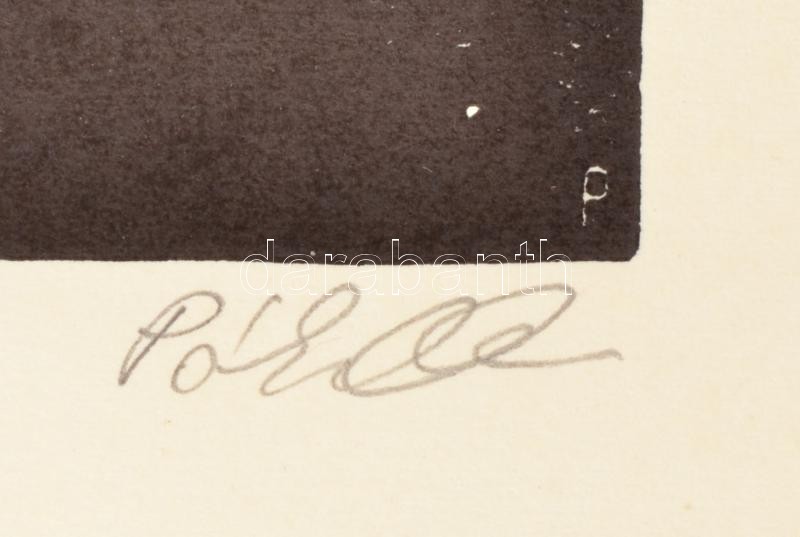 Póka György (1944 - ): Csőszház, l inómetszet, papír, jelzett, feltekerve, 38x27 cm - Image 2