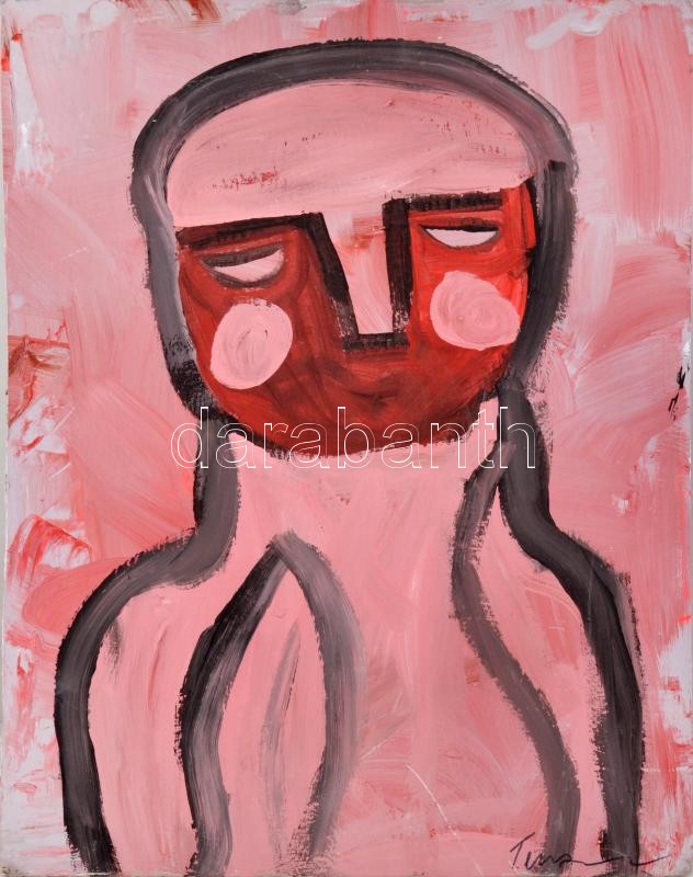 Jelzés nélkül: Arc, vegyes technika, papír, felcsavarva, 70×60 cm