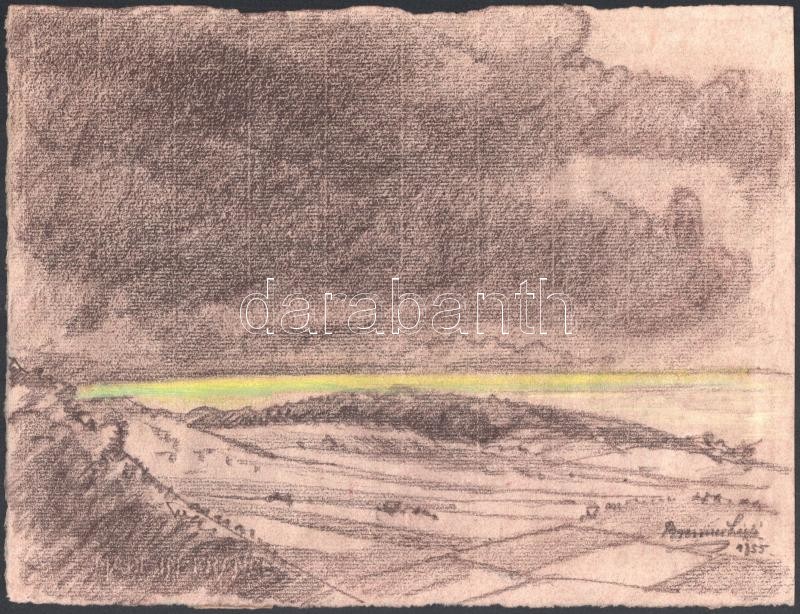 Brenner László (1897-): Viharos táj. Vegyes technika, papír, jelzett, 21,5x28 cm