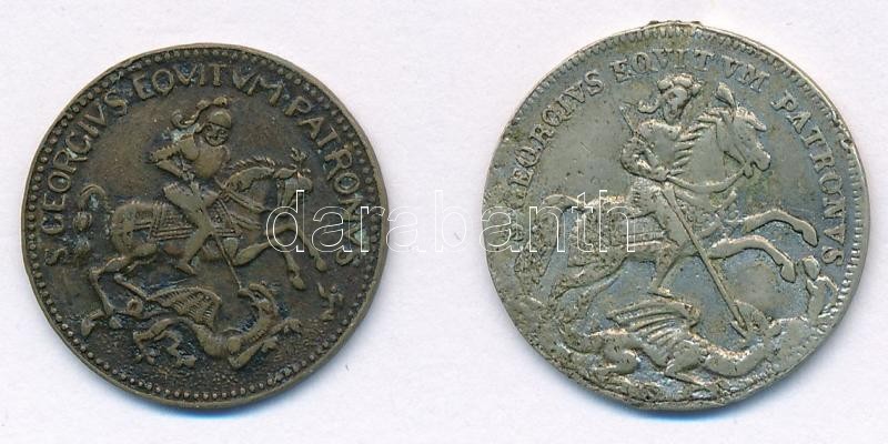 DN 'Szent György' jelzetlen Ag és bronz emlékérem (21mm, 20mm) T:2- ph., fülnyom, 2