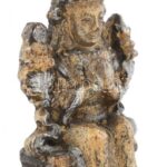 Tibeti buddhista Maitréja istenség, aranyozott cserép, talapzatában eredeti imatekercs, m: 7,5 cm - Image 2