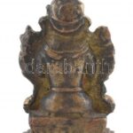 Tibeti buddhista Maitréja istenség, aranyozott cserép, talapzatában eredeti imatekercs, m: 7,5 cm - Image 3