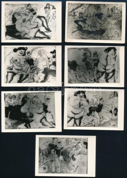 7 db Popey-es erotikus nyomatról készült fotó, 6x9 cm