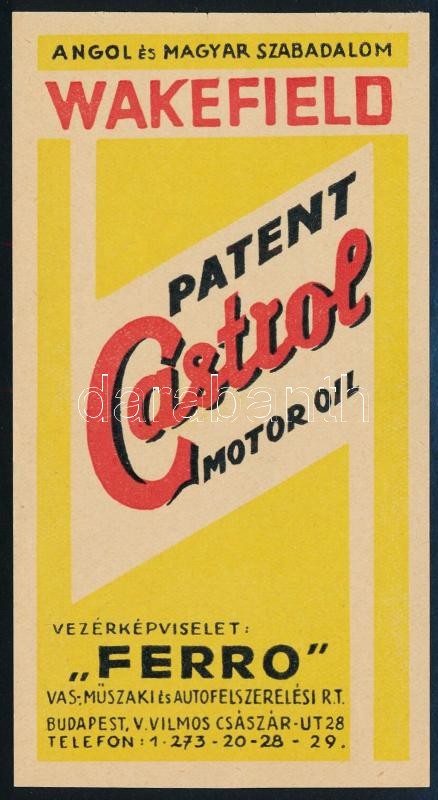 Wakefield Castrol Motor Oil számolócédula