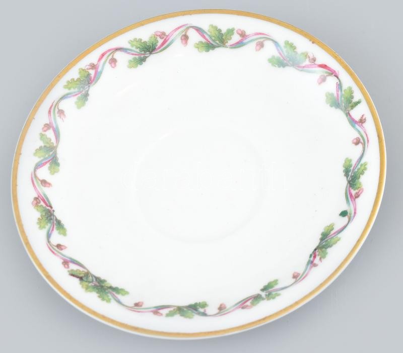Zsolnay porcelán Vitézi Rend címeres mokkás csésze és alj, matricás, jelzett, kopásnyomokkal - Image 2