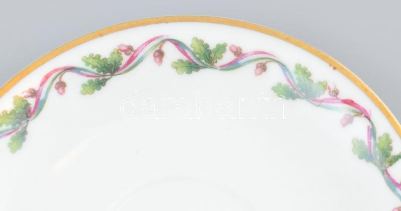 Zsolnay porcelán Vitézi Rend címeres mokkás csésze és alj, matricás, jelzett, kopásnyomokkal - Image 3