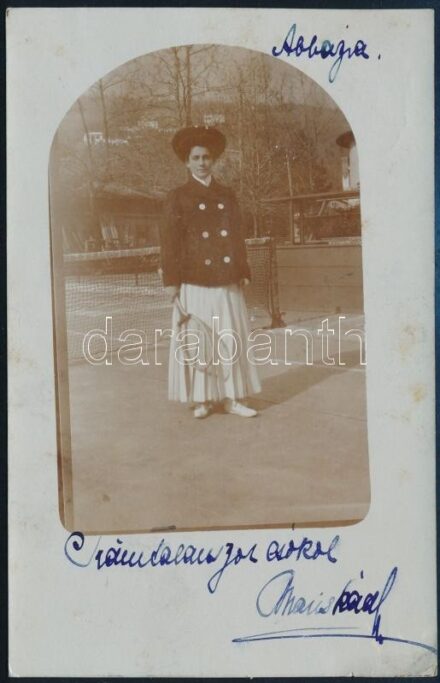 1908 Abbazia teniszező hölgy fotólap