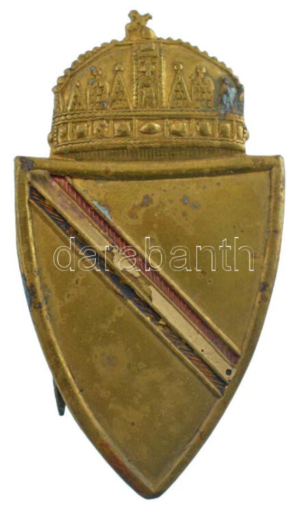 1919. 'Nemzeti Hadsereg' részben zománcozott sapkajelvény (55x31mm) T:2 zománcozás egy része lepattogzott / Hungary 1919. 'National Army' partially enamelled cap badge (55x31mm) C:XF some missing enamel