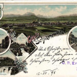 1898 (Vorläufer) Schwanenstadt, Oberer-Stadtplatz, Wildefall, Traunfall. Regel & Krug Art Nouveau, floral, litho (EK)