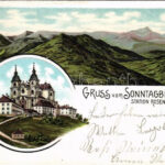 1899 (Vorläufer) Sonntagberg, pilgrimage church. Franz Schemm Kunstanstalt Art Nouveau, floral, litho (EK)