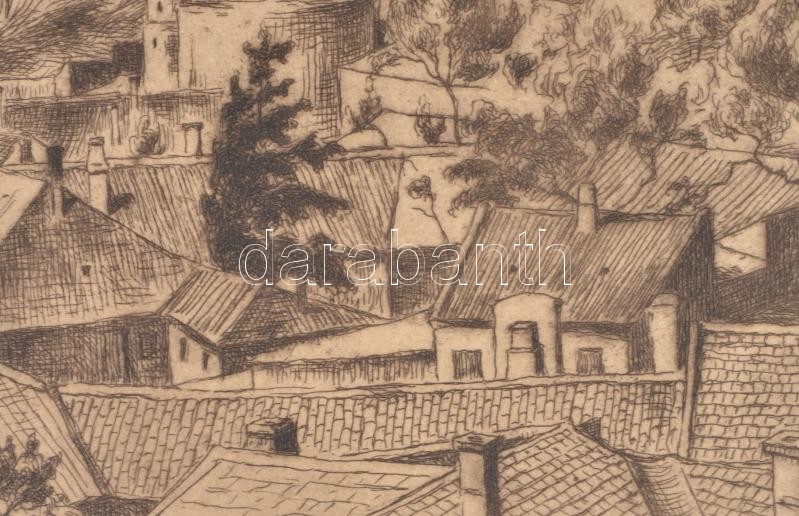 Bajor Ágost (1892-1958): Esztergomi bazilika, teljes nevén Nagyboldogasszony- és Szent Adalbert-főszékesegyház. Rézkarc, papír, jelzett, feltekert állapotban, kis törésekkel. 19x24cm - Image 3