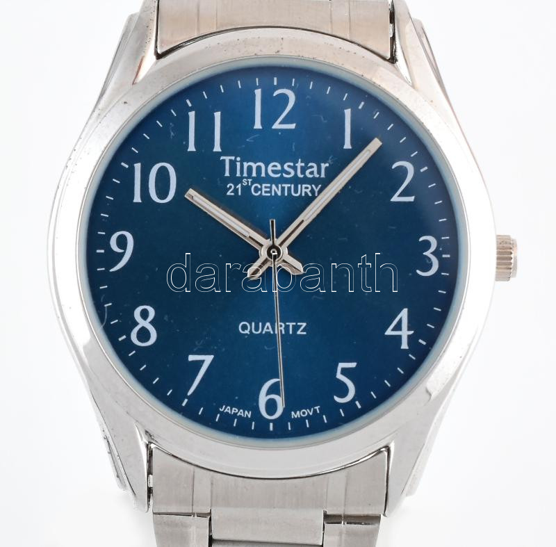 Timestar kvarc férfi karóra, fém szíjjal, eredeti dobozában d: 40 mm