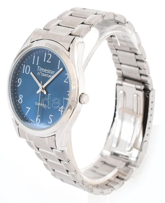 Timestar kvarc férfi karóra, fém szíjjal, eredeti dobozában d: 40 mm - Image 2