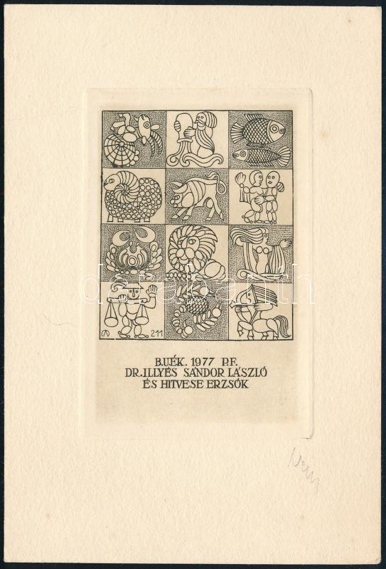 3 db kisgrafika rézkarc, papír, jelzettek, 9x6 cm - Image 3