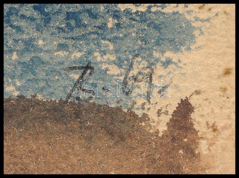 Bíró Ákos (?-): Esti táj, Akvarell, papír, jelzett, kartonra kasírozva, hátoldalán autográf ajándékozási sorokkal, 8x12 cm - Image 2