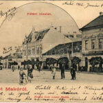 1902 Makó, Fő tér, Központi kávéház, gyógyszertár, üzletek.Gaál László kiadása (apró lyukak / tiny pinholes)
