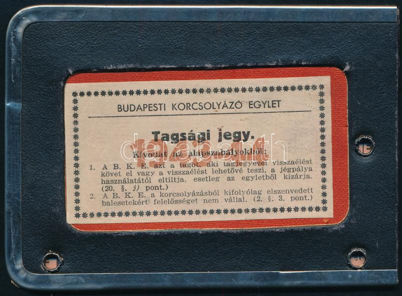 1943 Budapesti Korcsolyázó Egylet bőr tokos jegy fényképpel - Image 2