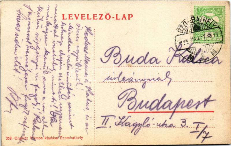 1914 Szombathely, Gőz- és kádfürdő, hideg vízgyógyintézet, pénztár. Granitz Vilmos kiadása - Image 2