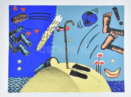 Domenick Capobianco (?-): Zip-Zap!, 1992. Szitanyomat, papír, jelzett, számozott (48/60), 63×83 cm Hajtásnyommal!