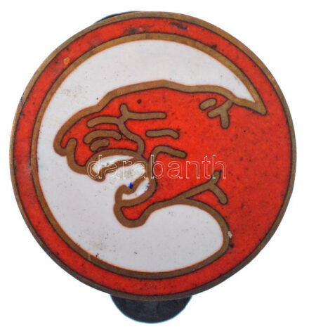 ~1939-1943. A Magyar Királyi Honvéd Légierő 'Puma' század/vadászosztály jelvénye, zománcozott bronz gomblyukjelvény 'Morzsányi Budapest Eskü út 5.' gyártói jelzéssel (20mm) T:1- / Hungary ~1939-1943. Enamelled bronze buttonhole