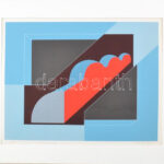 Deim Pál (1932-2016): Kripta. Szitanyomat, papír, jelzett, próbanyomat. Paszpartuban, lapszéli apró foltokkal. 35×46 cm. / Screenprint on paper, signed. Proof print.