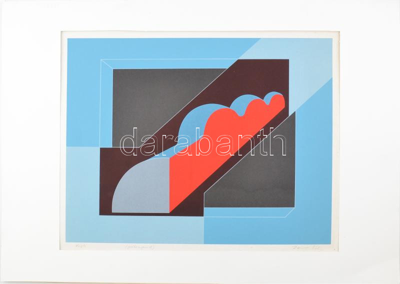 Deim Pál (1932-2016): Kripta. Szitanyomat, papír, jelzett, próbanyomat. Paszpartuban, lapszéli apró foltokkal. 35×46 cm. / Screenprint on paper, signed. Proof print.