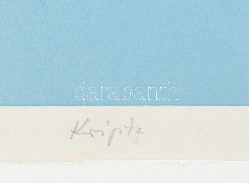 Deim Pál (1932-2016): Kripta. Szitanyomat, papír, jelzett, próbanyomat. Paszpartuban, lapszéli apró foltokkal. 35×46 cm. / Screenprint on paper, signed. Proof print. - Image 4