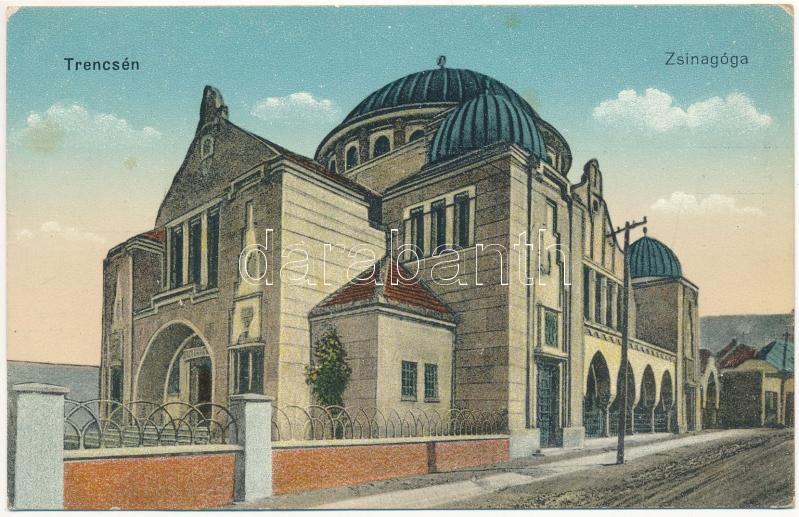 1918 Trencsén, Trencín; zsinagóga. Andor dohánytőzsde kiadása / synagogue (EB)