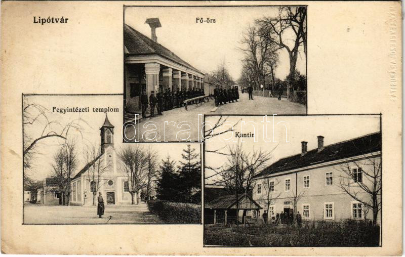 1913 Lipótvár, Újvároska, Leopoldov; Fő örs, Fegyintézeti templom, kantin, börtön / prison church, main guard, canteen