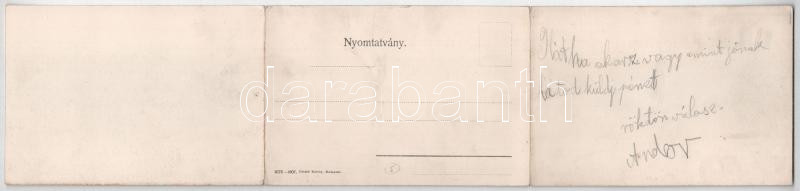 Budapest, Általános látkép Budáról nézve, Tabán, Krisztinaváros, Erzsébet híd. Három-részes kihajtható panorámalap, Divald Károly 1676-1907. / 3-tiled folding panoramacard (r) - Image 2