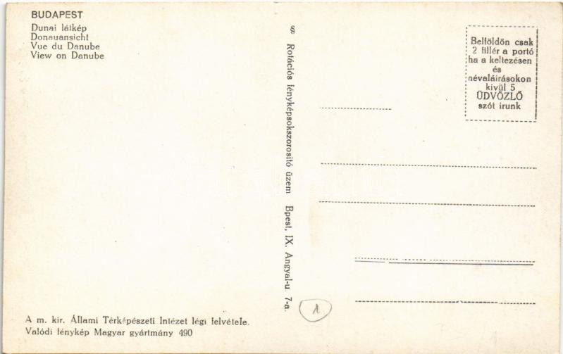 Budapest, Dunai látkép, Buda. A m. kir. Állami Térképészeti Intézet légi felvétele 490. - Image 2