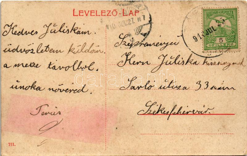 1910 Bártfa, Bártfafürdő, Bardejovské Kúpele, Bardiov, Bardejov; Park részlet, ásványfürdő. W.L. (?) 711. / park, spa, bath (EB) - Image 2