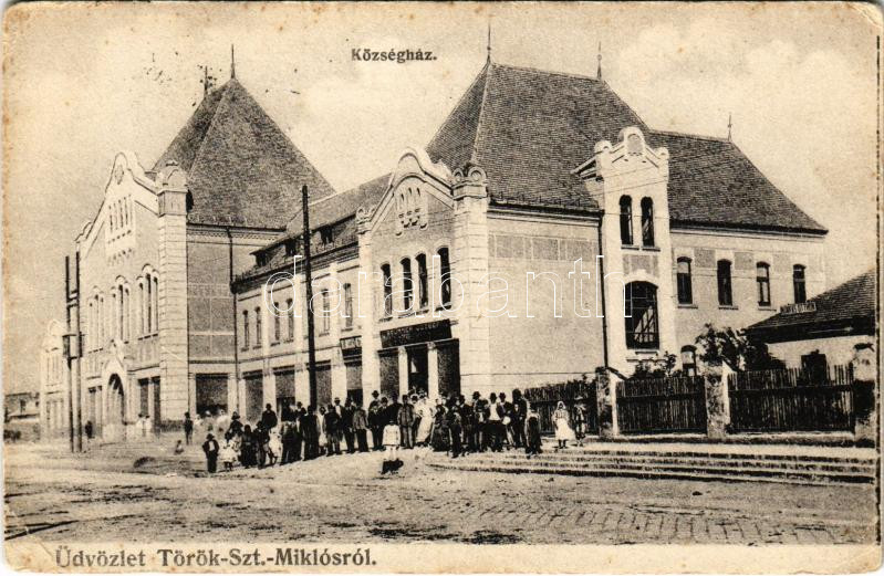 1909 Törökszentmiklós, Községháza, Stummer József üzlete, Munkásotthon (EK)