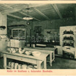 Kladská, Kaiserwald Glatzen bei Marienbad (Mariánské Lázne); Küche im Gasthaus z. balzenden Auerhahn / restaurant interior, kitchen (EK)