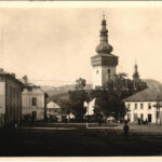 1941 Nyitrabánya, Handlová, Krickerhau; Fő tér, templom / main square, church