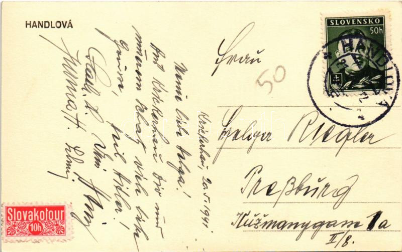 1941 Nyitrabánya, Handlová, Krickerhau; Fő tér, templom / main square, church - Image 2