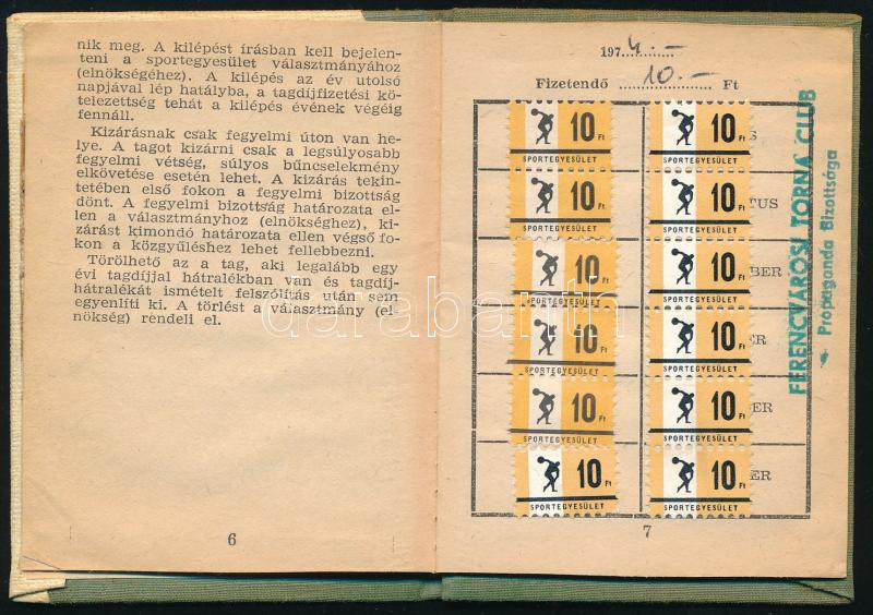 1974 FTC pártoló tag tagsági igazolvány, bélyegekkel, hozzá egy korabeli belépőjegy - Image 4