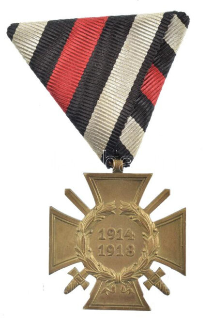 Német 3. Birodalom 1934. 'Frontharcos Becsületkereszt 1914-1918' bronz kitüntetés háromszög mellszalagon T:1- / German Third Reich 1934. 'The Honour Cross of the World War 1914/1918 for Combatants' bronze decoration with triangle ribbon C:AU