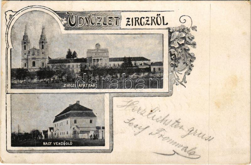 1899 (Vorläufer) Zirc, Apátság, Nagy vendéglő. Art Nouveau, floral (EK)